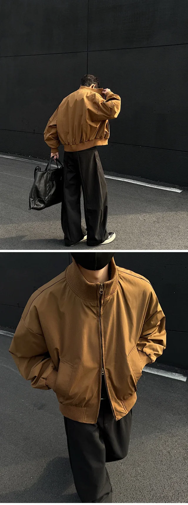 Men's Vintage Oversized Bomber Jacket Detail