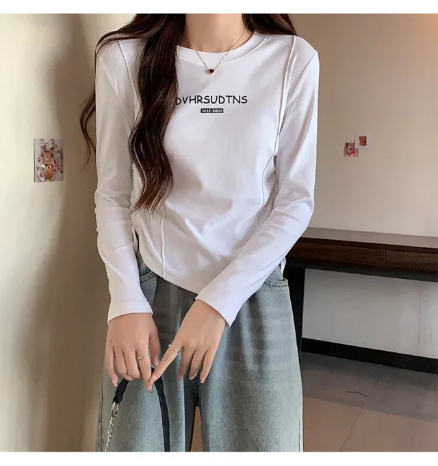 Women's Autumn Cropped Drawstring Long-Sleeve Top Detail