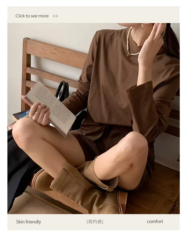 Women's Long Sleeve Round Neck Tee Detail