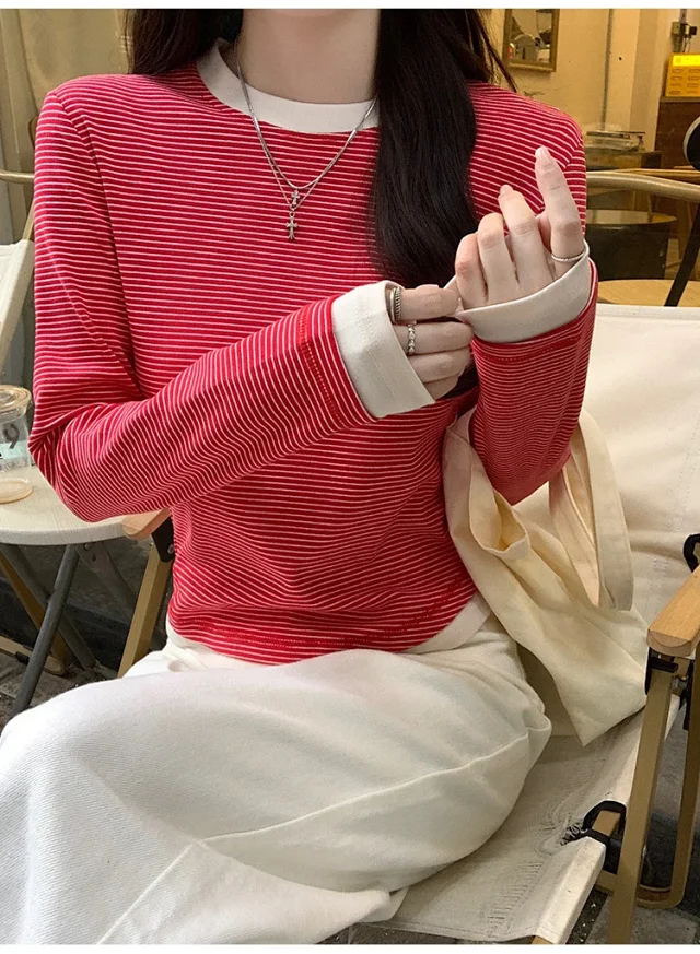 2025 Fall Women's Ribbed Longsleeve T-shirt Detail