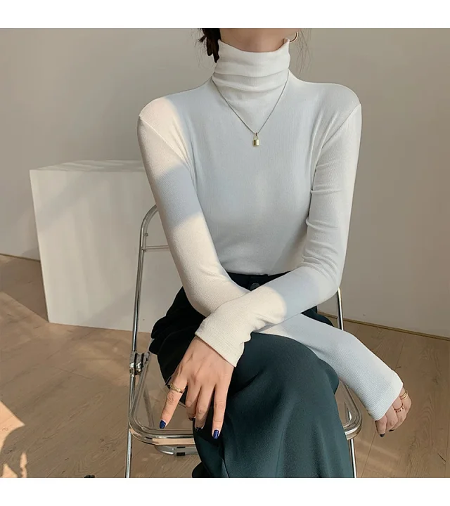 Women's Slim Fit Long Sleeve High Neck Top Detail