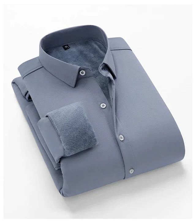 2025 Korean Men's Fleece-Lined Long-Sleeve Shirt Detail