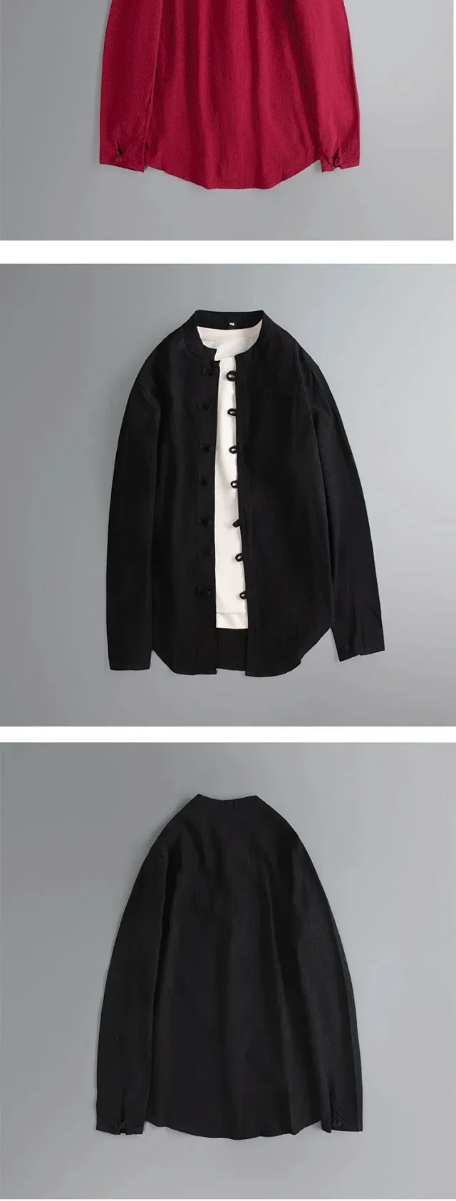 Men's Linen Long-Sleeve Vintage Tang Shirt Detail