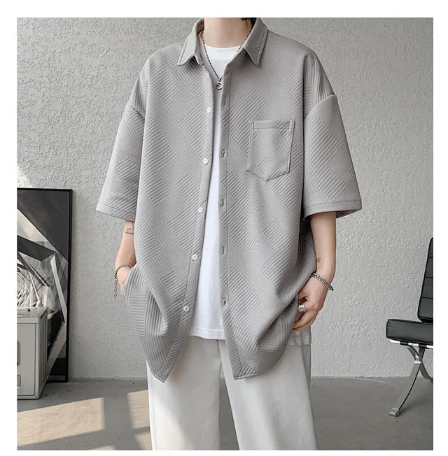 Baroque Japanese Men's Boyfriend Short-Sleeve Shirt Detail