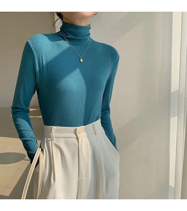 Women's Slim Fit Long Sleeve High Neck Top Detail