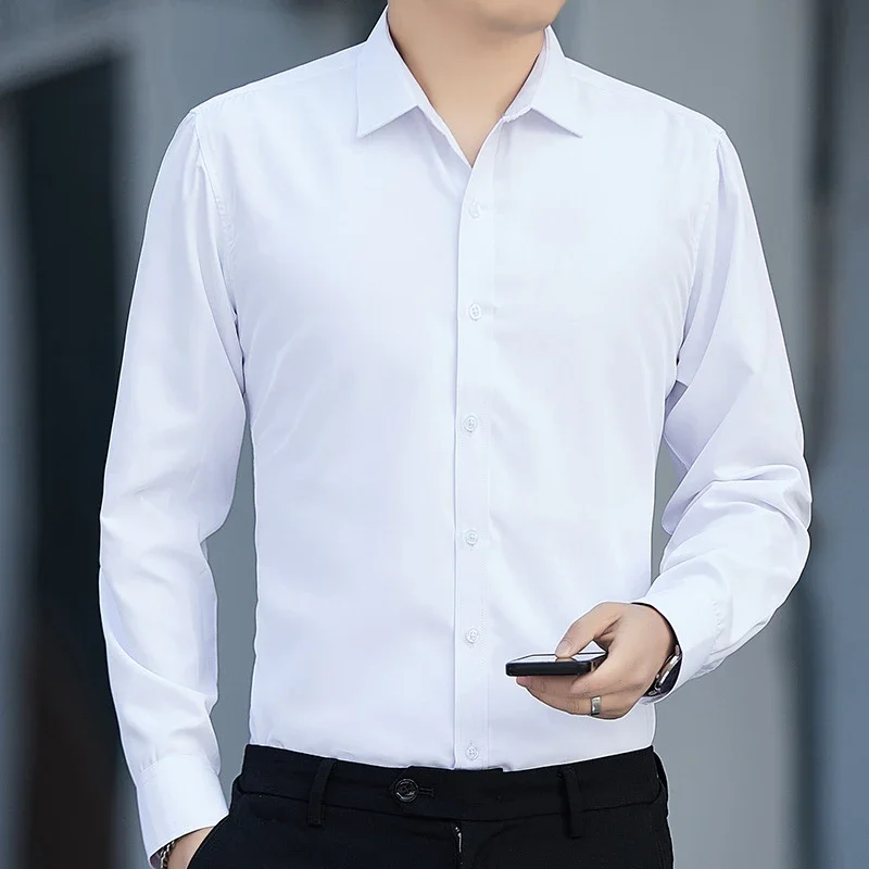 Men's Slim-Fit Wrinkle-Free White Shirt
