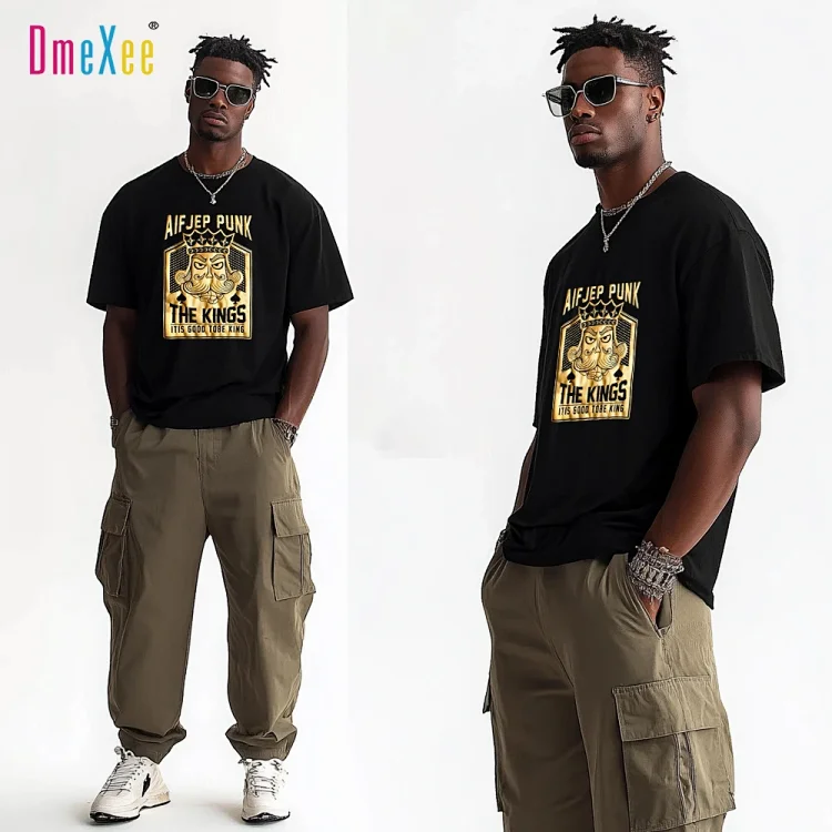 Men's Oversized Streetwear Foil Print Tee