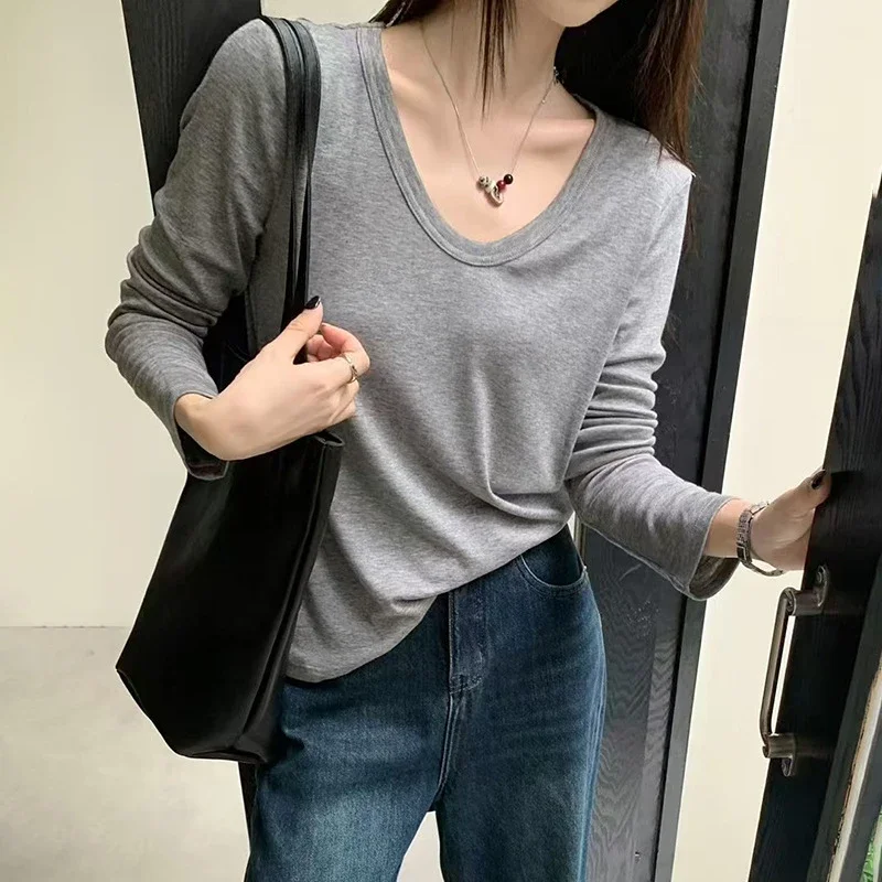 Women's Lyocell Wool U-Neck Long-Sleeve Tee