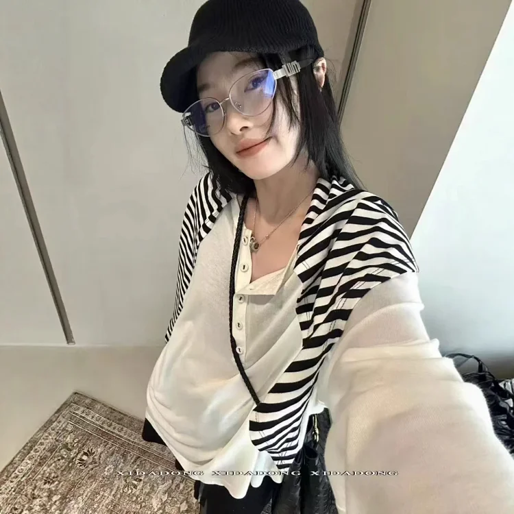 Women's LS Korean Striped Tee Set