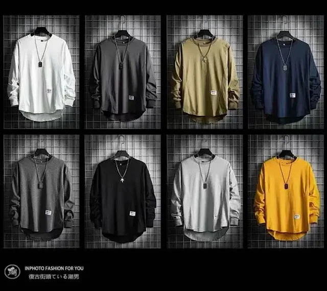 Men's Trendy Oversized Long Sleeve Tee Detail