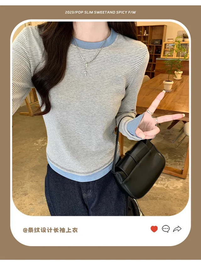 2025 Fall Women's Ribbed Longsleeve T-shirt Detail