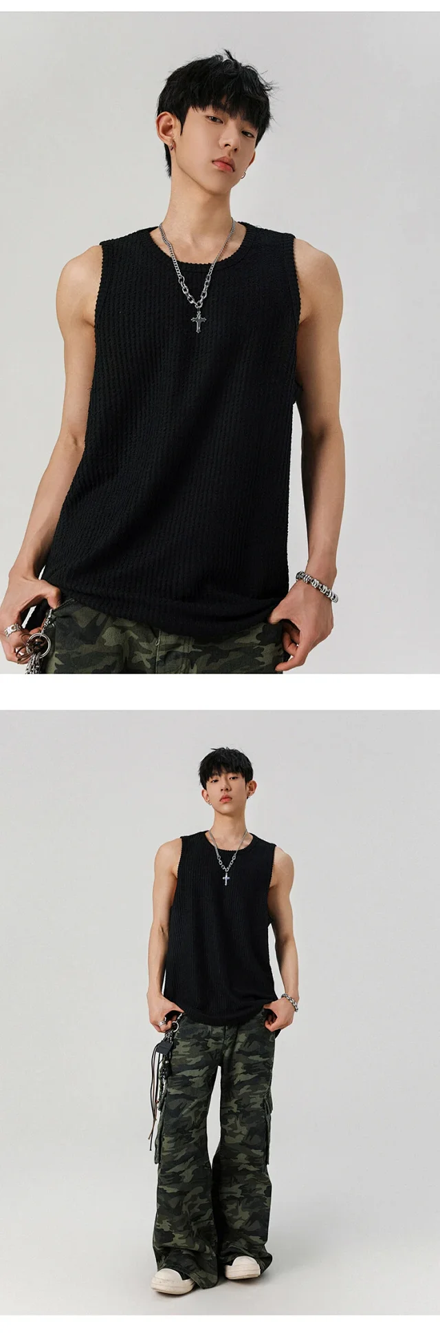 Men's Relaxed Street Sleeveless Vest Detail