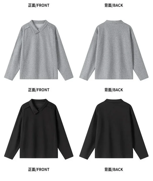 Men's White Long Sleeve Deconstructed Polo Detail
