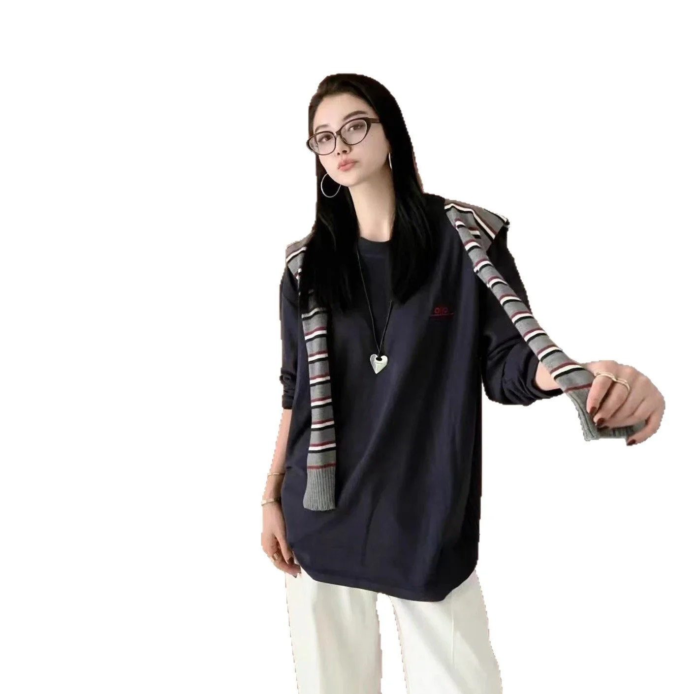 Designer Vintage Color-block Long Sleeve Tee