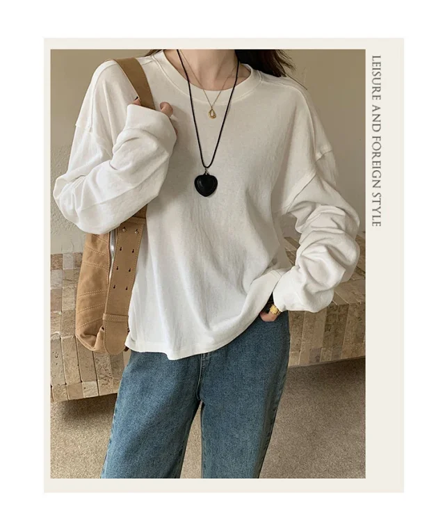 Women's Cotton Loose Long-Sleeve T-Shirt Detail