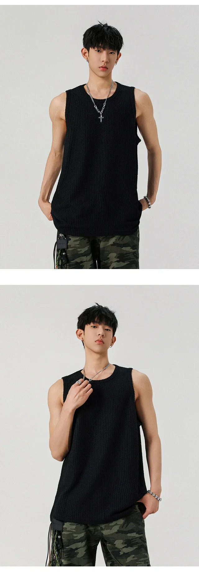 Men's Relaxed Street Sleeveless Vest Detail