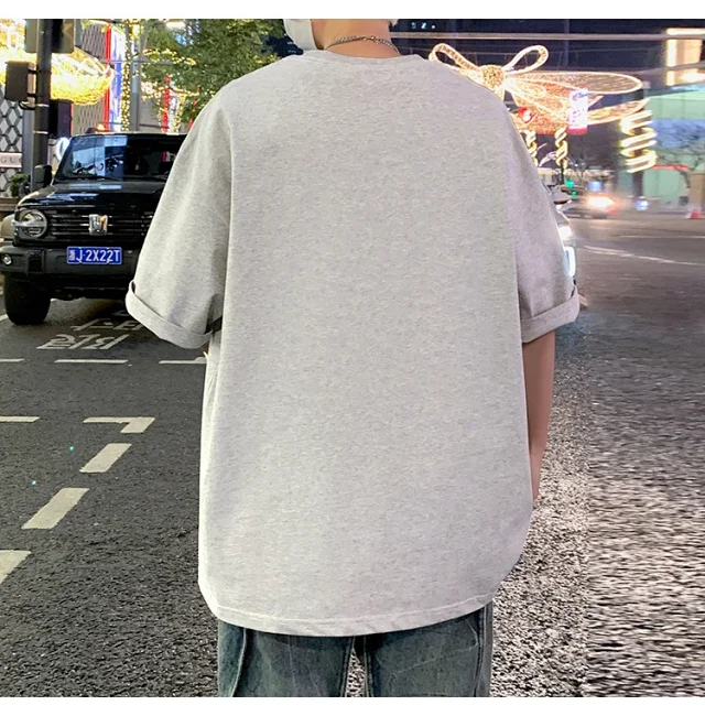 Men's Summer Oversized Heavyweight Cotton T-Shirt Detail