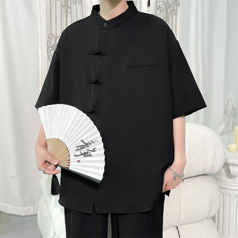 Men's New-Chinese Ice-Silk Short-Sleeve Shirt