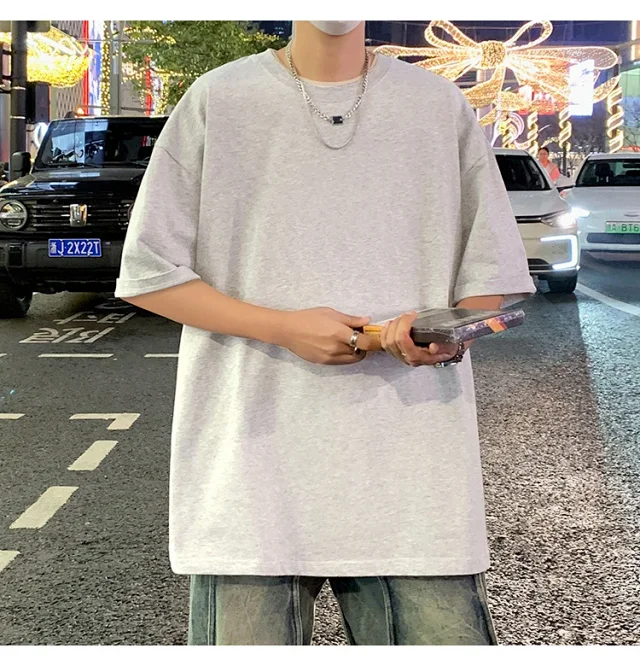 Men's Summer Oversized Heavyweight Cotton T-Shirt Detail