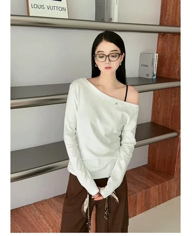 Women's 2025 Cotton Off-Shoulder T-Shirt Detail