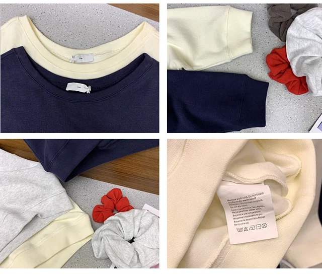 Women's Grey Off-Shoulder Letter Print Sweatshirt Detail