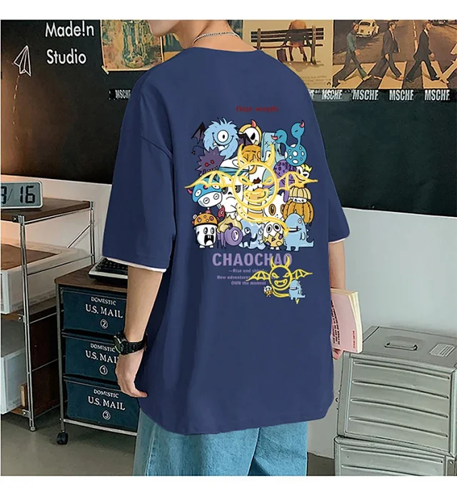 Men's Loose Fit Cotton Graphic T-Shirt Detail