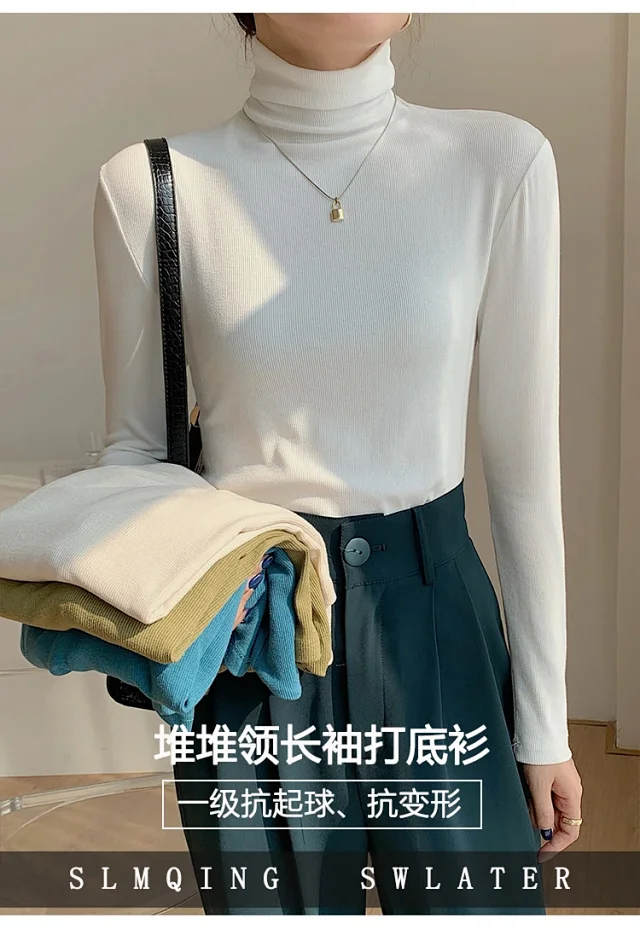 Women's Slim Fit Long Sleeve High Neck Top Detail