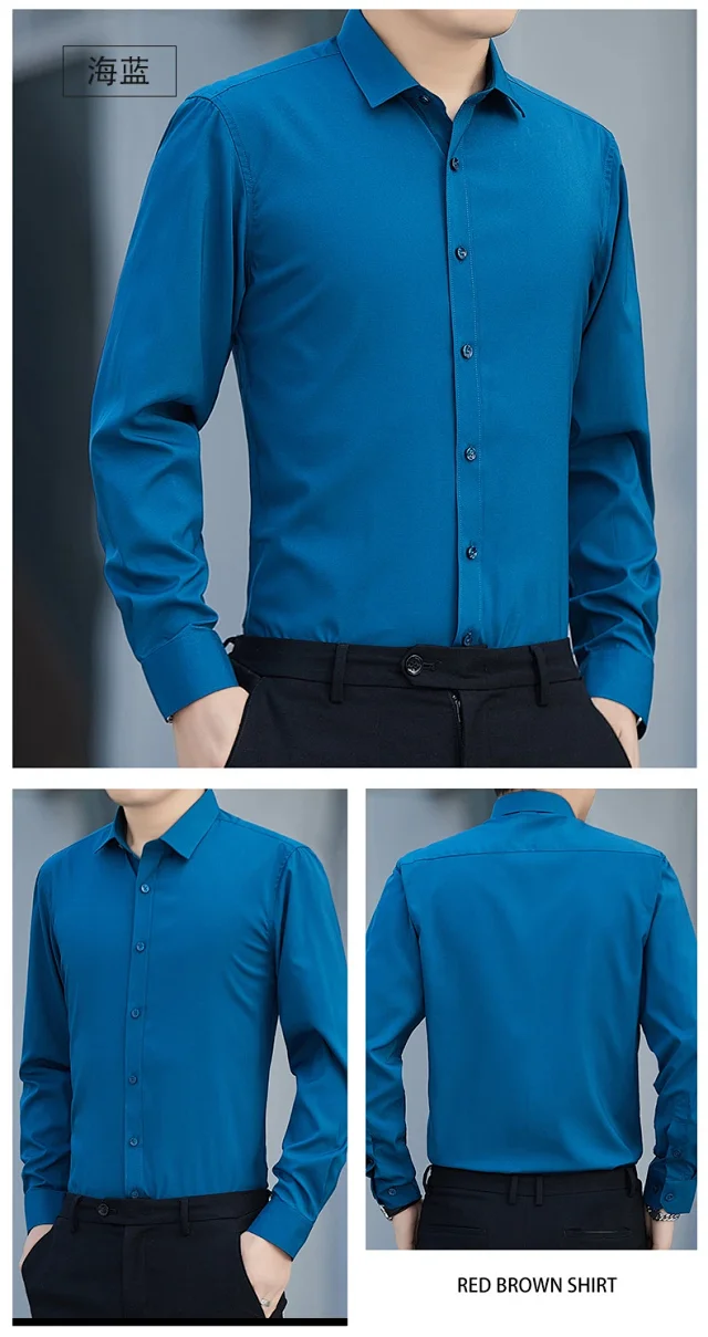 Men's Slim-Fit Wrinkle-Free White Shirt Detail