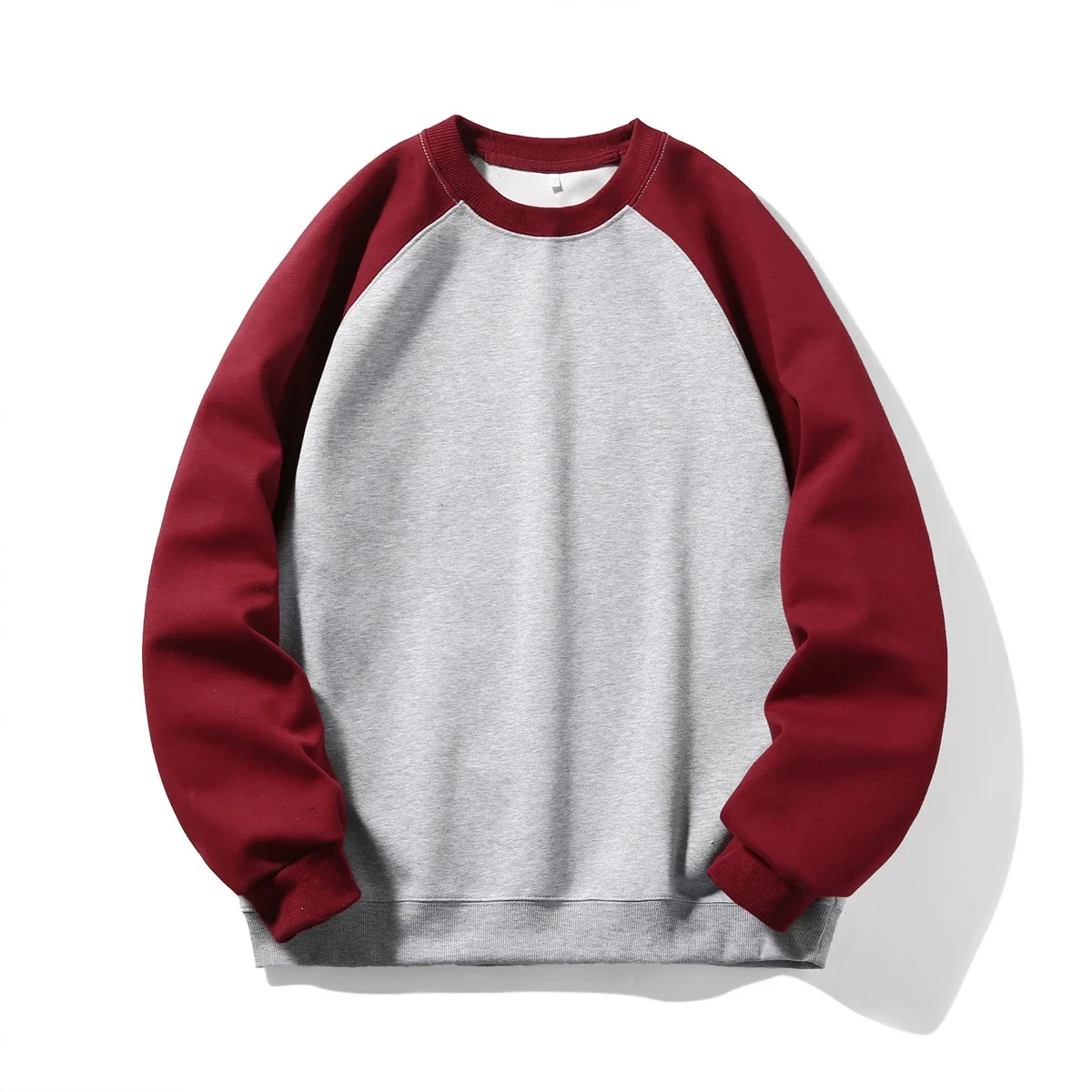 Men's Plus-Size Japanese Minimalist Color-Block Sweatshirt
