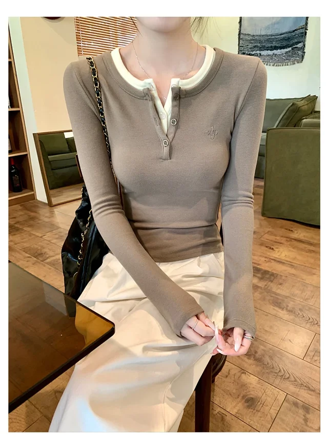 2025 Fall Women's Slim Layered Tee Detail