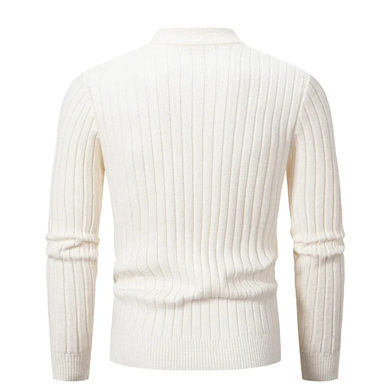 Men's Retro Solid Mock Neck Sweater