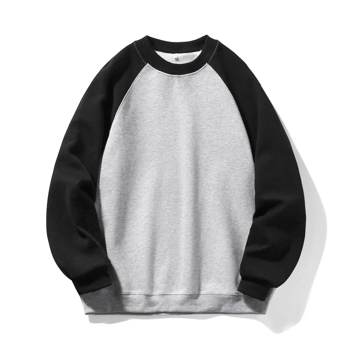 Men's Plus-Size Japanese Minimalist Color-Block Sweatshirt