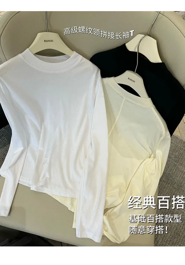Women's Long Sleeve Round Neck Tee Detail