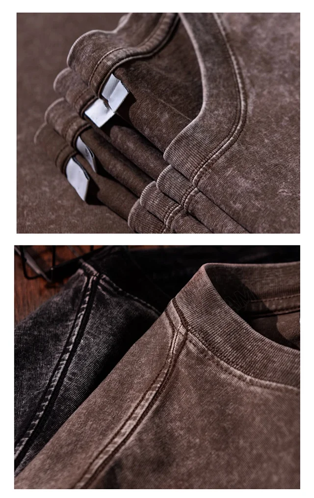 Men's Earth-Tone Distressed Ombre Vintage Tee Detail