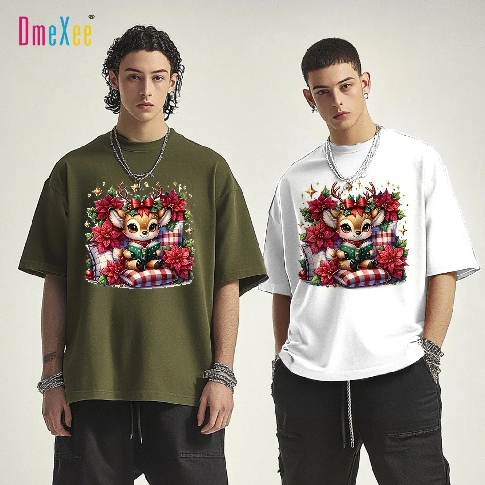 2025 Summer Men's Short-Sleeve Tee with Elk Print