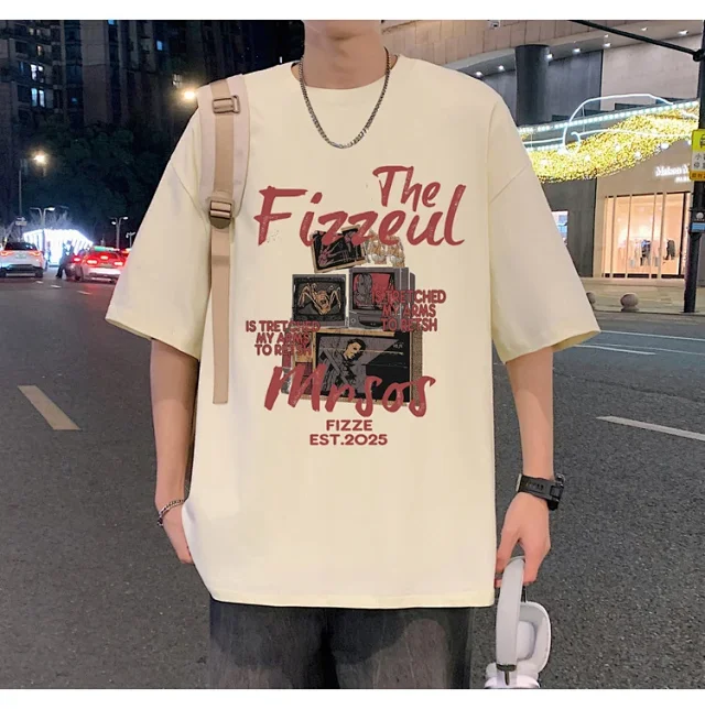 Men's Trendy Oversized Heavyweight Cotton T-Shirt Detail