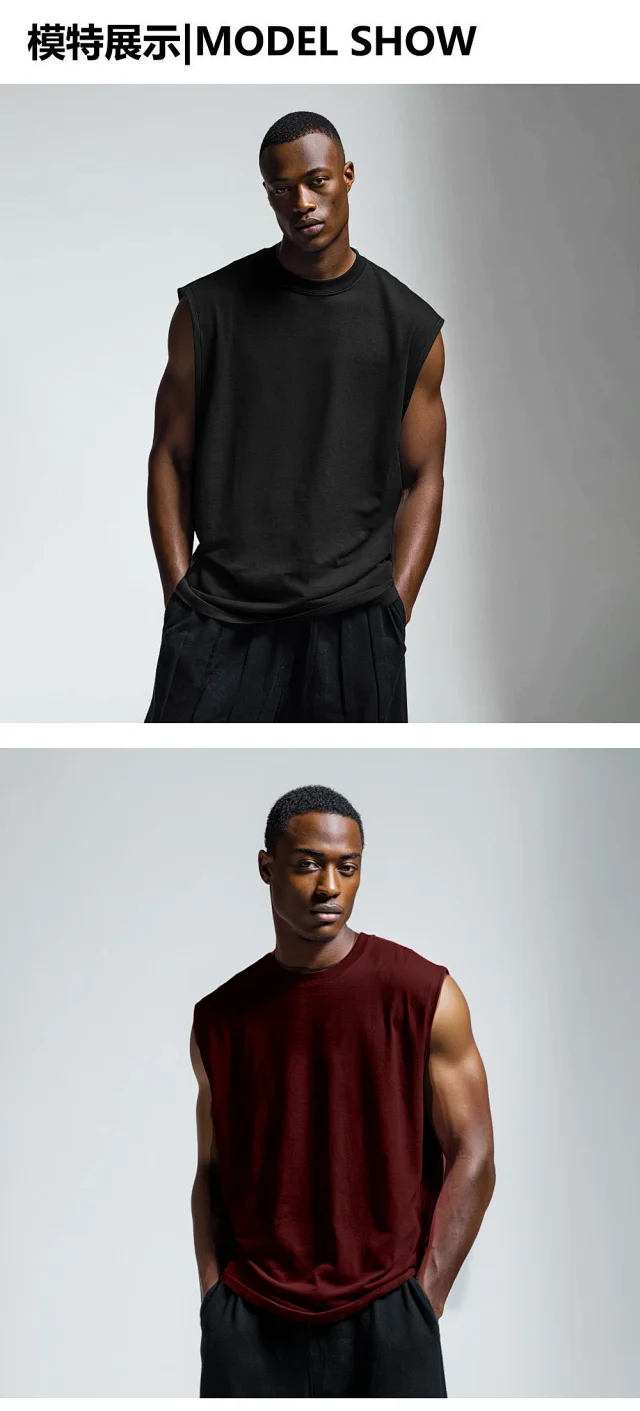 230g Combed Cotton Solid Sleeveless Tank Detail