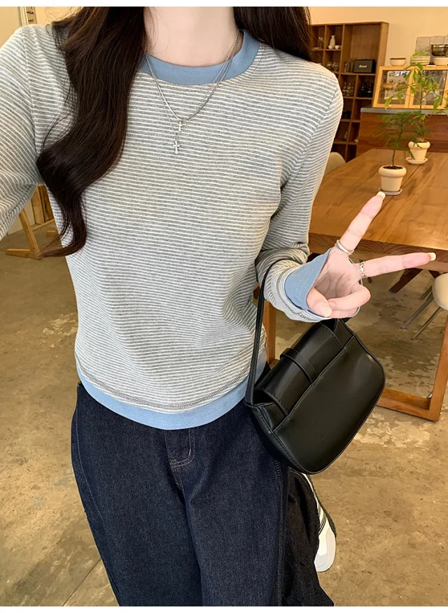2025 Fall Women's Ribbed Longsleeve T-shirt Detail
