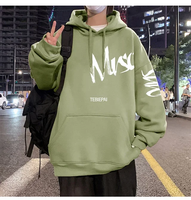 Men's Vintage American Graphic Fleece Hoodie Detail