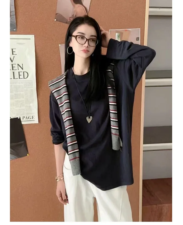 Designer Vintage Color-block Long Sleeve Tee Detail