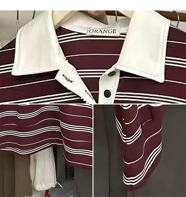 Autumn 2025 Cotton Striped Polo Sweatshirt Detail