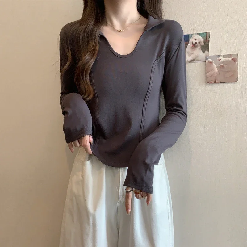 Women's Long Sleeve Cropped Polo Shirt