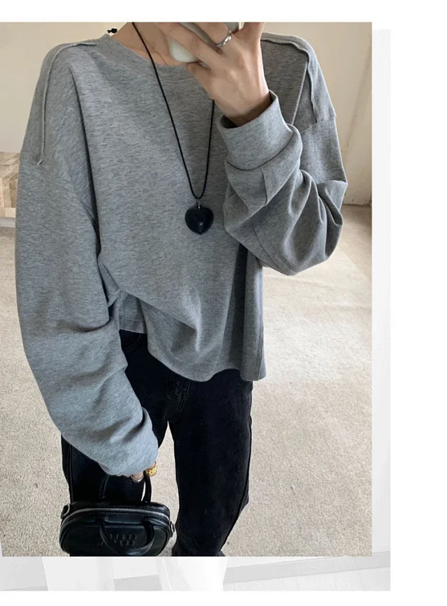 Women's Cotton Loose Long-Sleeve T-Shirt Detail