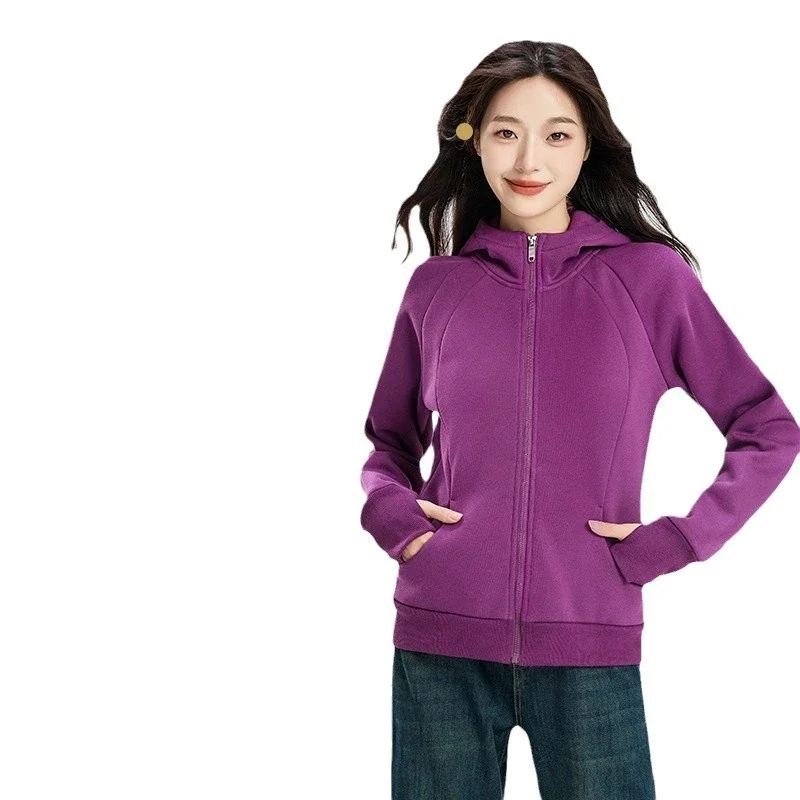 Women's Slim-Fit Hooded Velvet Zip Cardigan