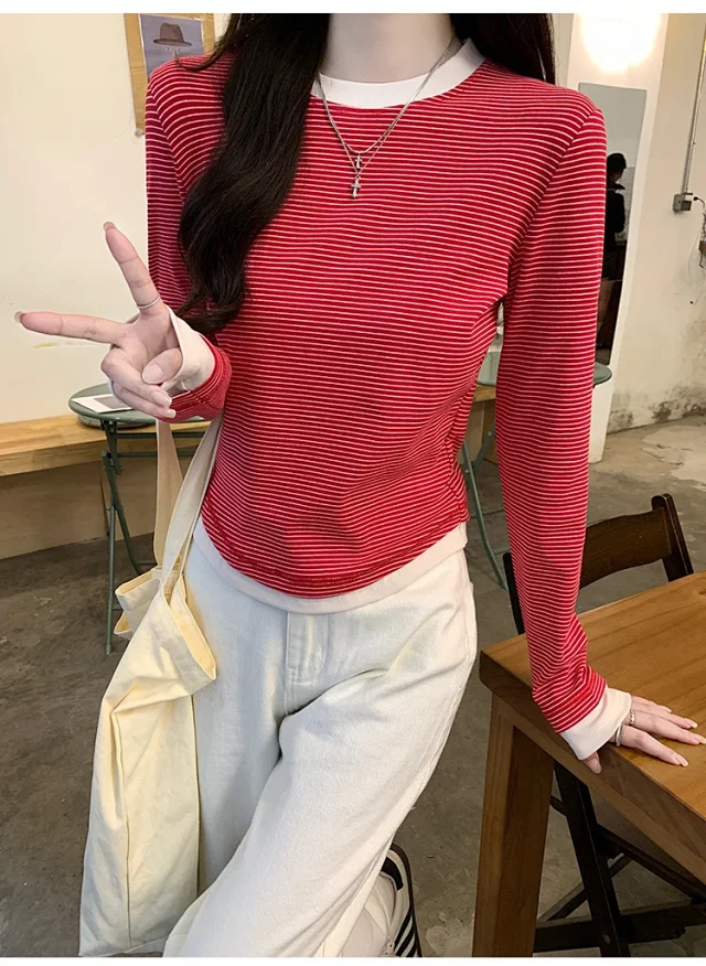 2025 Fall Women's Ribbed Longsleeve T-shirt Detail