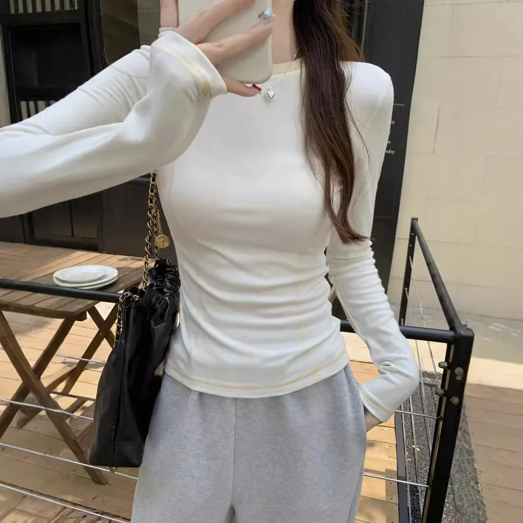 Korean Women's Slim-Fit Color-Block Tee
