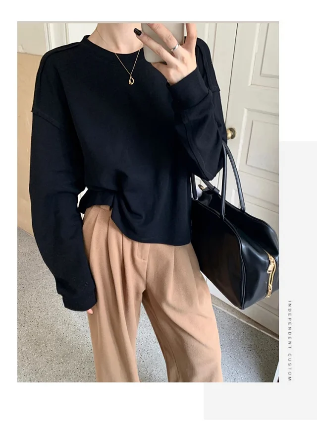 Women's Cotton Loose Long-Sleeve T-Shirt Detail