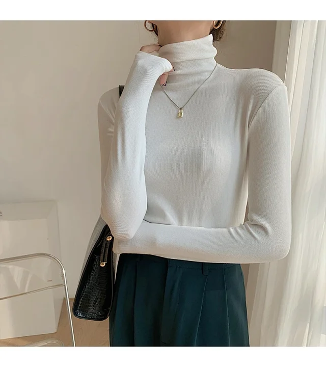 Women's Slim Fit Long Sleeve High Neck Top Detail
