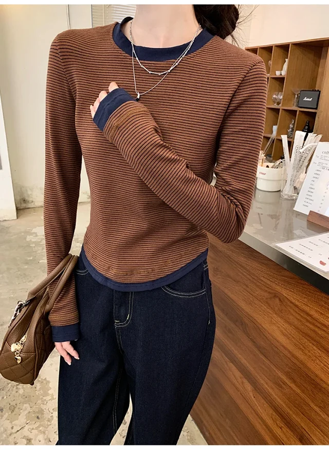 2025 Fall Women's Ribbed Longsleeve T-shirt Detail