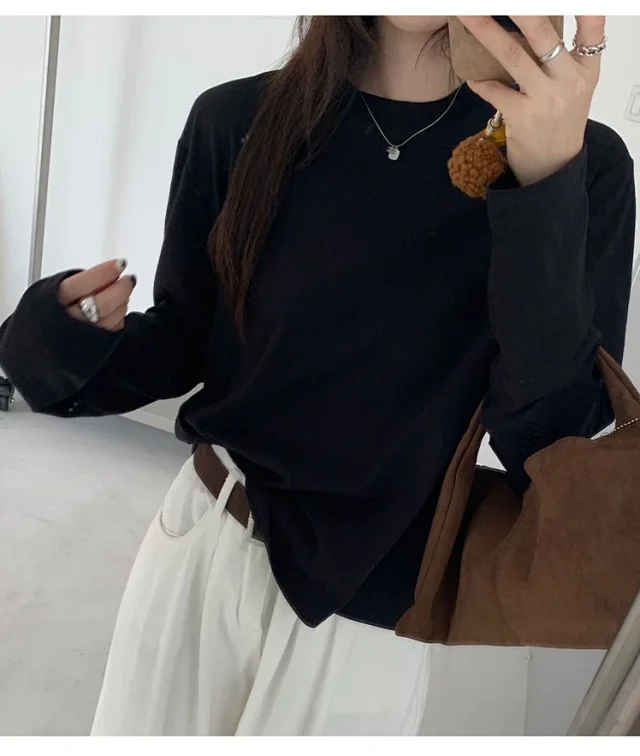 Women's Long Sleeve Round Neck Tee Detail